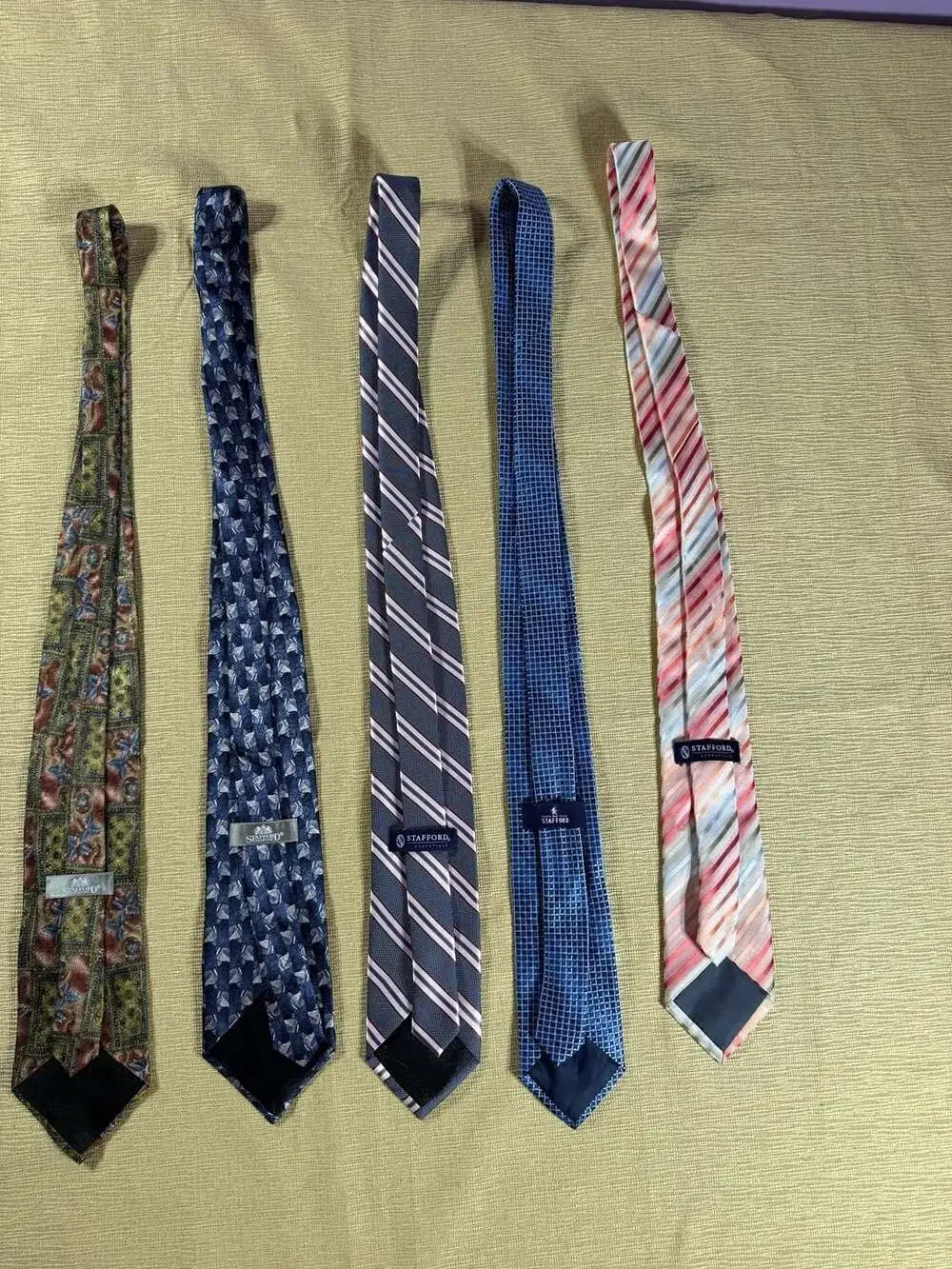 Lot of 5 Stafford Men's Silk Neck Ties Bundle